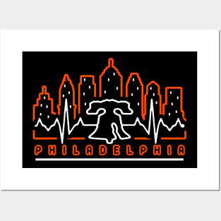 Philadelphia Orange and Black EKG Heartbeat Philly Fan Favorite Posters and Art